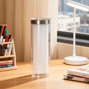 Gobelet isotherme 20oz en acier intérieur et plastique PC extérieur, effet boule à neige, vierge pour sublimation, pailleté, portable, pour voyage quotidien - Product Image 6