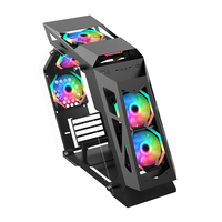 Ruix K1 Mid Tower Computer Case Unique Design Fashionable USB1.0 HD Audio Port Tempered Glass Multi-purpose for Gaming PCs Stock
