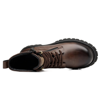 Nouvelle Arrivée Bottes Martin à Plateforme en Cuir Véritable Grande Taille pour Hommes, Bottes de Travail Tendance, Durables et Chaudes Doublées de Coton
