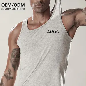 Wholesale White Plain Dye Solid O-Neck 100% Cotton Casual Muscle Tank Tops Vest For Mens