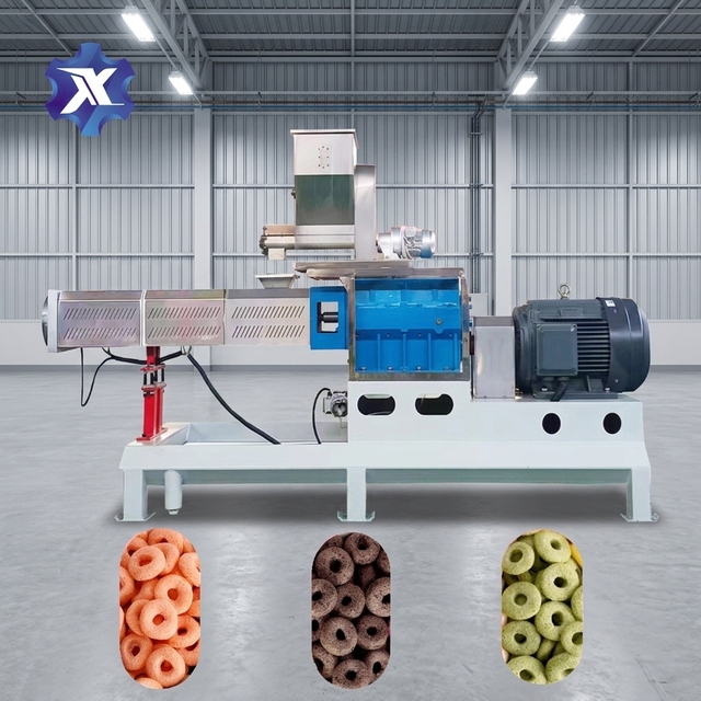 Full Automatic Industrial Instant Breakfast Cereal Extruder | Puffed Corn Ring Processing Machinery