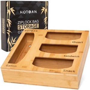 Bamboo Ziplock Food Bag Storage Organizer for Kitchen Drawer