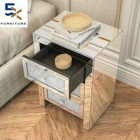 Table de chevet contemporaine avec miroir et tiroir à hauteur réglable, mobilier de luxe pour appartement, table d'appoint