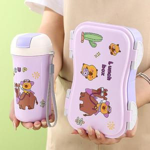 Lonchera de Dibujos Animados, Contenedor de Alimentos para Niños, Cajas y Recipientes de Almacenamiento, Lonchera <span class=keywords><strong>con</strong></span> Forma de Auto, Juego de Vasos - Product Image 3
