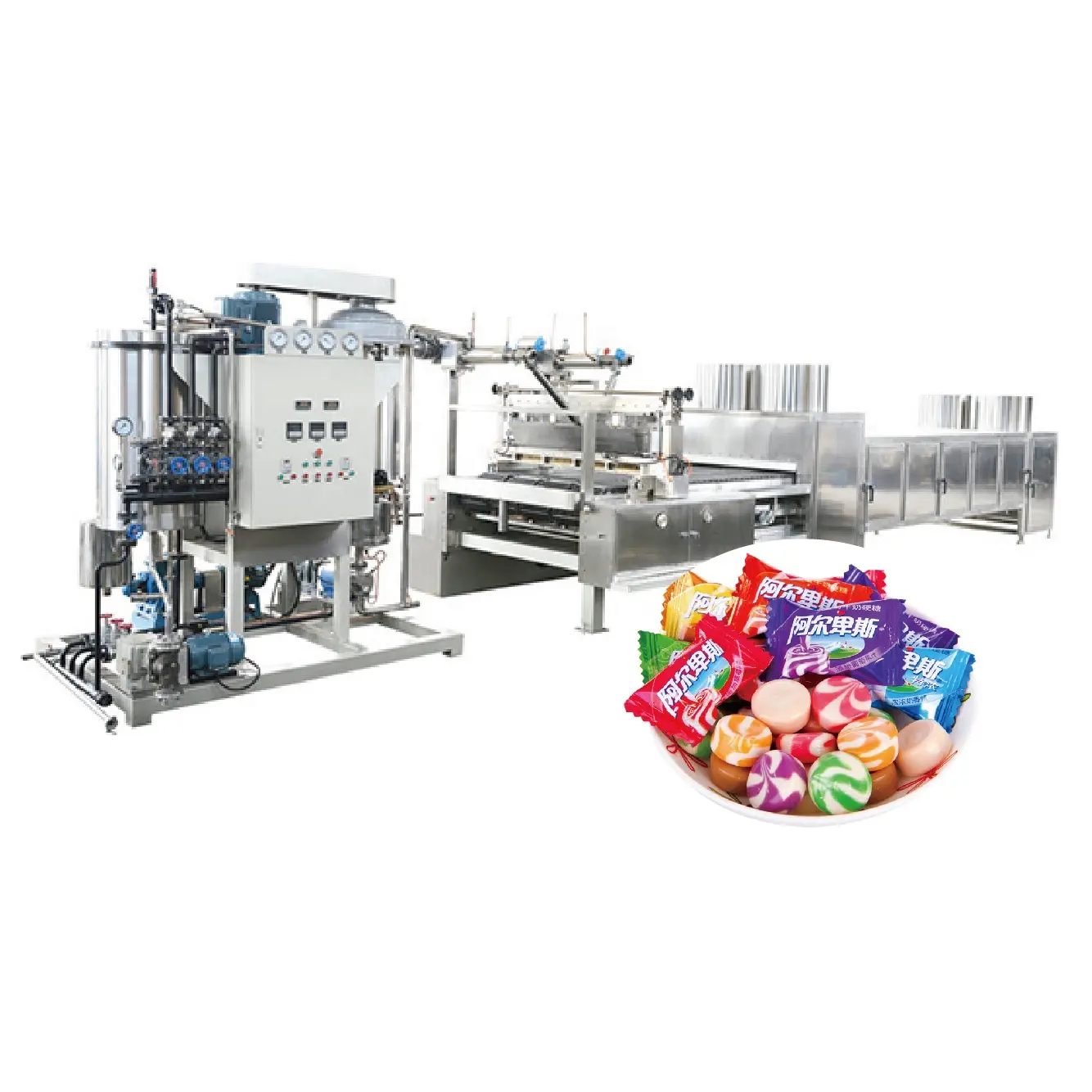 High performance extrusion striped production line continuous cooker candies hard candy machine with a cheap price