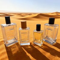 Flacons de parfum en verre noir rectangulaires vintage de luxe personnalisés, 30 ml, 50 ml, 100 ml, impression d'écran, vaporisateur portable, vide, facile à ouvrir