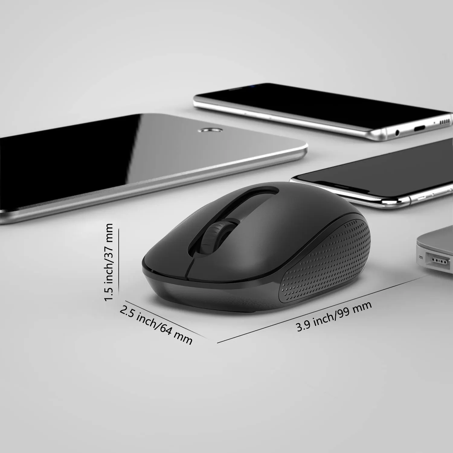 Беспроводная мышь AIKUN MX36, бесшумная мышь 2,4G с USB-приемником, автоматический сон, портативная компьютерная мышь (черная)