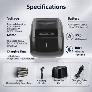Rasoir électrique professionnel GWA772 à 4 lames, 7500 tr/min, haute vitesse, étanche IPX6, <span class=keywords><strong>pour</strong></span> hommes, voyage, avec charge rapide Type-C - Product Image 2