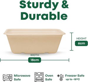 Boîte à bento récipient carré Sugee Canne à sucre pulpe bagasse récipient alimentaire avec couvercle - Product Image 3