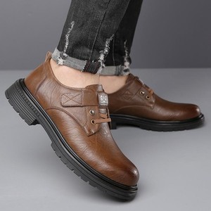 Chaussures en cuir décontractées pour hommes |   Chaussures de travail tendance, polyvalentes, à semelle souple, respirantes, légères, luxueuses, simples et confortables - Product Image 2