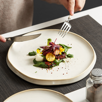 Assiette ovale en porcelaine, plat en céramique, vaisselle écologique, passe au lave-vaisselle et au micro-ondes, résistant aux rayures, pour usage en restaurant