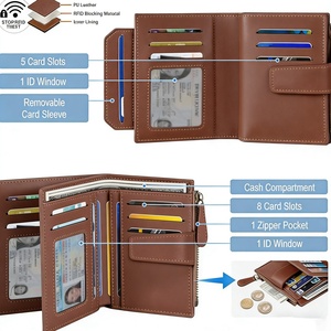 Vintage Multifunctional PU <b>Wallet</b> <b>RFID</b> Anti-theft Folding Card Holder with Zipper Clasp Lock Cash Daily Use for Women - Product Image 4