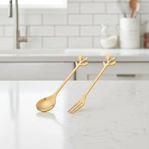 Cuchara y Tenedor de Acero Inoxidable de Alta Calidad, Lujosos, Plateados y Dorados, con Mango Largo, para Regalo, para Té y Café, 13cm/15cm/17cm - Product Image 5