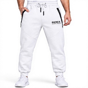 Pantalones Deportivos Blancos para Hombre, Cintura Elástica con Cordón, Estilo Casual, Bolsillos Laterales, Transpirables, Peso Medio, para Otoño - Product Image 1