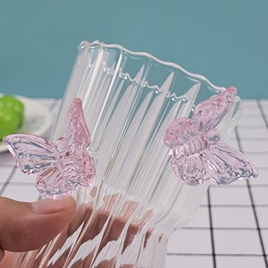 Festival Presente 325ml Borboleta Vertical Stripes Copo De Café De Vidro - Product Image 6