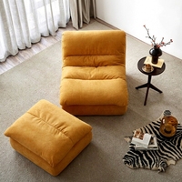 Fauteuil de salon modulaire ergonomique et durable avec ottoman, canapé modulaire en tissu rembourré en éponge pour chambre à coucher et lecture