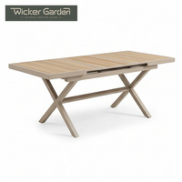 Juego de Mesa de Comedor Extensible para Exteriores de 6-8 Plazas, con Estructura de Aluminio y Madera Plástica, Muebles de Patio, Venta al Por Mayor, OEM