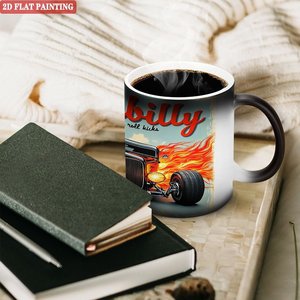 Custom Birthday Pattern <b>Mug</b> 11oz Frosted Black Ceramic <b>Heat</b> Activated Color <b>Changing</b> Cup - Product Image 3