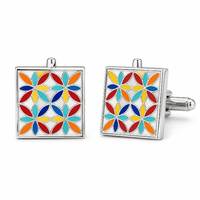 Grosir Fashion Kancing Manset Logam Enamel Pria Pola Kustom untuk Kemeja Prancis Aksesoris Jas Bisnis Pernikahan