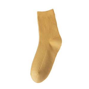 Zhuji Women's Mid Calf Socks Double Needle Polyester Warm Thermo Solid Color Stripes Casual Autumn Winter 18-40 Years - Product Image 5