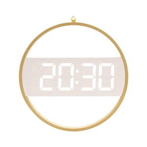 Horloge murale numérique LED ronde décorative en bois créative de 12 <span class=keywords><strong>pouces</strong></span> pour la décoration de la maison ET5059 - Product Image 1