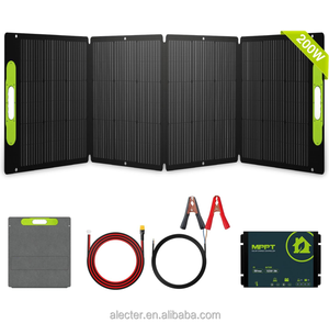 Kit de panneau solaire portable pliable 200W 12V avec support réglable, contrôleur MPPT 20A et câble de contrôleur 20FT 12AWG - Product Image 1