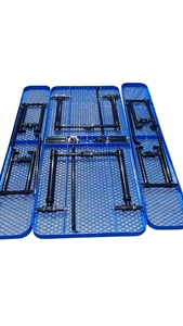Juego de Mesa y Sillas Plegables Rectangulares Azules de 72 Pulgadas OEM, Mesa de Picnic y Dos Bancos para Acampar al Aire Libre, <span class=keywords><strong>Metal</strong></span> Expandido - Product Image 4