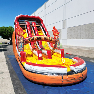 Tobogán acuático inflable de calidad comercial para fiestas infantiles en el patio trasero, con 18 pies de altura, modelo Volcano Rush. - Product Image 1