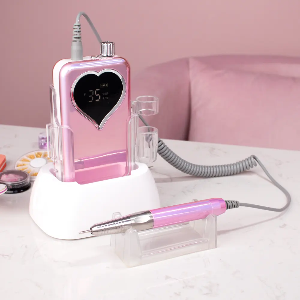 Gradient Pink Portable Rechargeable Nail Polish Drill Machine With 35000 Rpm Electric Nail Drill E File