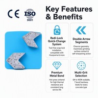 Outils de meulage de béton en diamant PanGu HU-2AR10 OEM Double Arrow Redi-lock, stables et fiables, avec segments de 10 mm