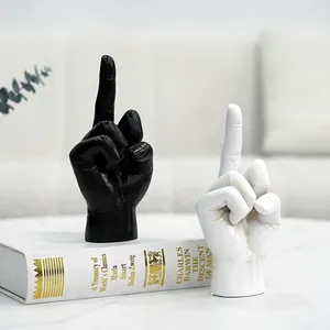 Esculturas Decorativas de Arte Moderno, Estatua de Mano con el Dedo Medio Levantado, Artesanía de Resina para Decoración del Hogar - Product Image 3