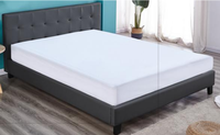 Vêtement de chambre à coucher en tissu PU, couvre-chef avec jambes en bois, lit simple et double King queen size