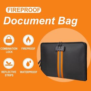 13 Inch Lockable Water Proof Fire <b>Safe</b> Closure Office Home <b>Large</b> Storage Case File Organizer Fireproof Document Bag With Lock - Product Image 3