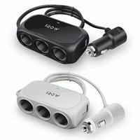 Adaptateur de prise 1 vers 3, marque YFL, matériau plastique, accessoires intérieurs de voiture, double prise USB, appareil 12V pour téléphone portable