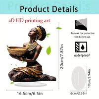 Figura Decorativa Acrílica Plana 2D Ecológica con Diseño Art Deco de Mujer Africana Rezando, Decoración de Mesa para Sala de Estar