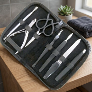ASAP Good Custom-Made Stainless Steel Classic Manicure Kit 5 1 Nail Clipper Portable Nail <b>File</b> Cuticle Pusher Nail Cleaner - Product Image 5