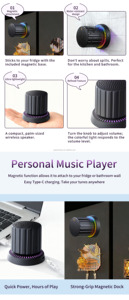 Mini Altavoz con Luz LED RGB, Base Magnética, Clasificación de Impermeabilidad IPX5 para Baño, Cocina y Ambientes Húmedos - Product Image 3