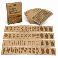 Jeu de cartes Jinayon personnalisé avec logo, 48 cartes, jeu de cartes espagnol vert forêt/ochre, papier kraft, impression mate, coins arrondis carrés