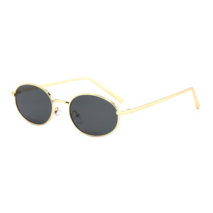 Stylish <b>Personality</b> Men and Women Outdoor Street Photography Metal Small <b>Frame</b> Retro Oval Uv Protection Sunglasses - Product Image 1