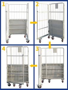 अनुकूलन योग्य 500 किलोग्राम ढहने योग्य धातु औद्योगिक तार जाल रोल ट्रॉली चार पहिया रसद हैंडलिंग गोदाम पाउडर कोटिंग - Product Image 3