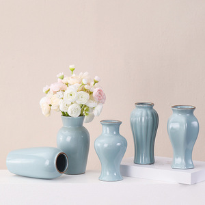 Jarrón de Cerámica Azul Cielo con Esmalte Ru Kiln, Diseño Tradicional para Exhibición de Flores Secas o Frescas en Hoteles Boutique y B&B, Venta al Por Mayor - Product Image 2
