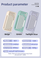 Keyboard Mouse Combo Nirkabel Dual Mode 2.4G BT LED Backlit USB 1200 DPI Ergonomis Plastik ABS Mini Portabel Ultra Tipis Campuran