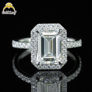 טבעת יהלום מעבדה 14 קראט זהב וכסף 925, דירוג VVS VS, יהלום CVD בצבע אזמרגד, 1 קראט, 2 קראט, <span class=keywords><strong>3</strong></span> קראט, 4 קראט, טבעת יהלום מעבדה בהתאמה אישית - Product Image 1