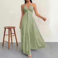 Robe trapèze tendance et sexy à décolleté plongeant en V, bretelles spaghetti, pour femme, coupe ample, idéale pour l'été, la plage, les vacances ou les soirées