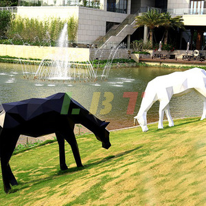 Libit Fiberglass Sculpture <b>Block</b> Horse Geometric Outdoor Garden Animal Ornament Floor <b>Mount</b> Single Piece - Product Image 3
