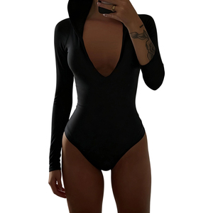 Body sin costuras para mujer al por mayor, faja de control de barriga con mangas largas y cremallera frontal, base de Tanga superventas - Product Image 1