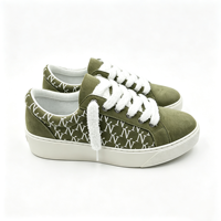 Nouvelles baskets tendance pour femmes à bout rond, vert armée, imprimé intégral, lacets épais et moelleux, chaussures pour tous les jours