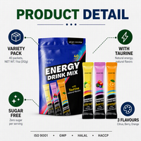 Chumita Energy Powder Drink Mix Variety Pack 40 Sachets Taurine Zéro Sucre 3 Saveurs Boost d'Énergie Naturel OEM ODM Marque Privée