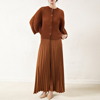 Cardigan plissé en polyester de haute qualité fait main Miyake Design, manches longues, grande taille, pour femme, écologique et respirant