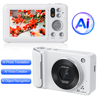 Cámara con IA de 64MP, 4K, Zoom 16x, Traducción de Fotos, Creación de Voz, Compacta, Portátil, CMOS, Pantalla Táctil, Cámara Digital Inteligente con Reconocimiento Facial
